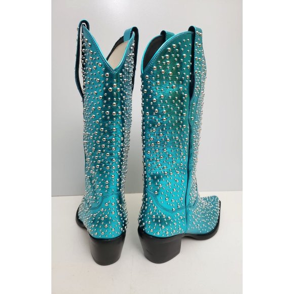 Free People Turquoise Studded Heeled Boots - Picture 2 of 5